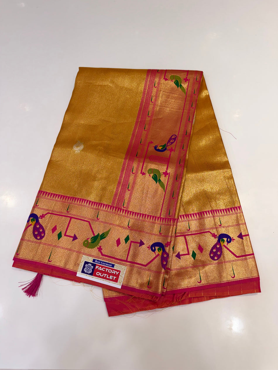 Tissue Paithani (golden colour )