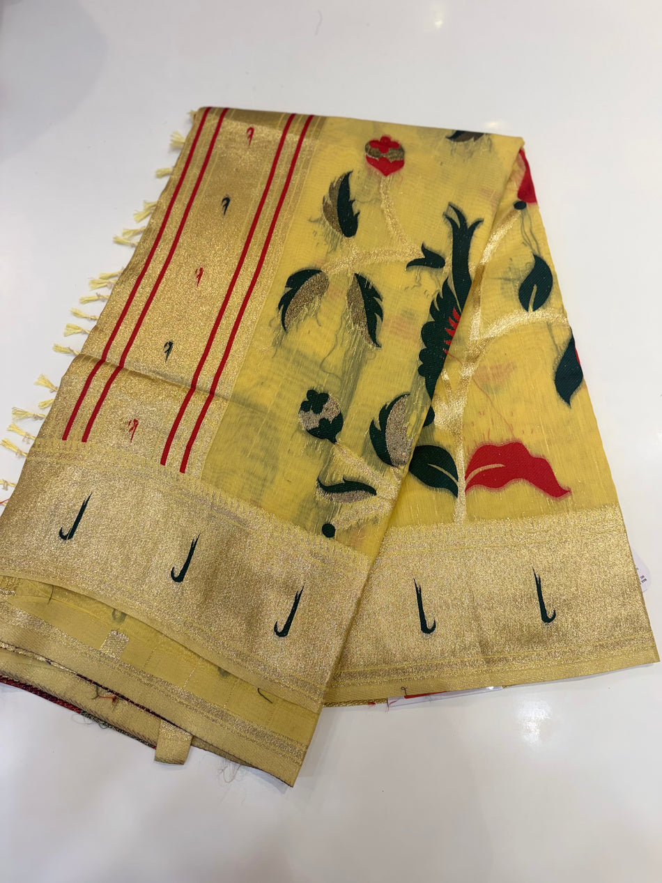 Bamboo saree with meena ( yellow colour )