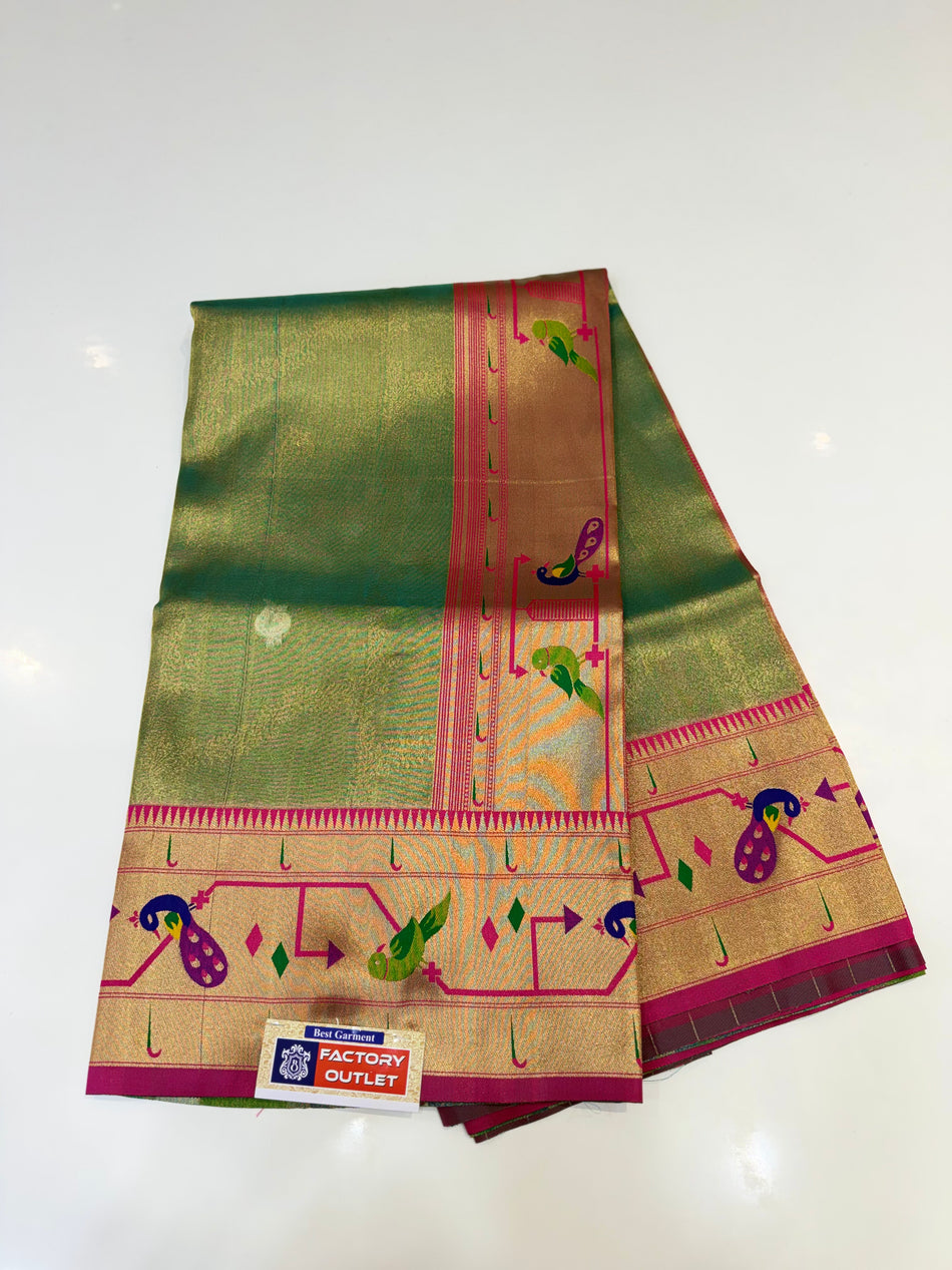 Tissue Paithani (pista colour )