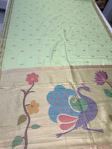 New bamboo saree (pista colour )