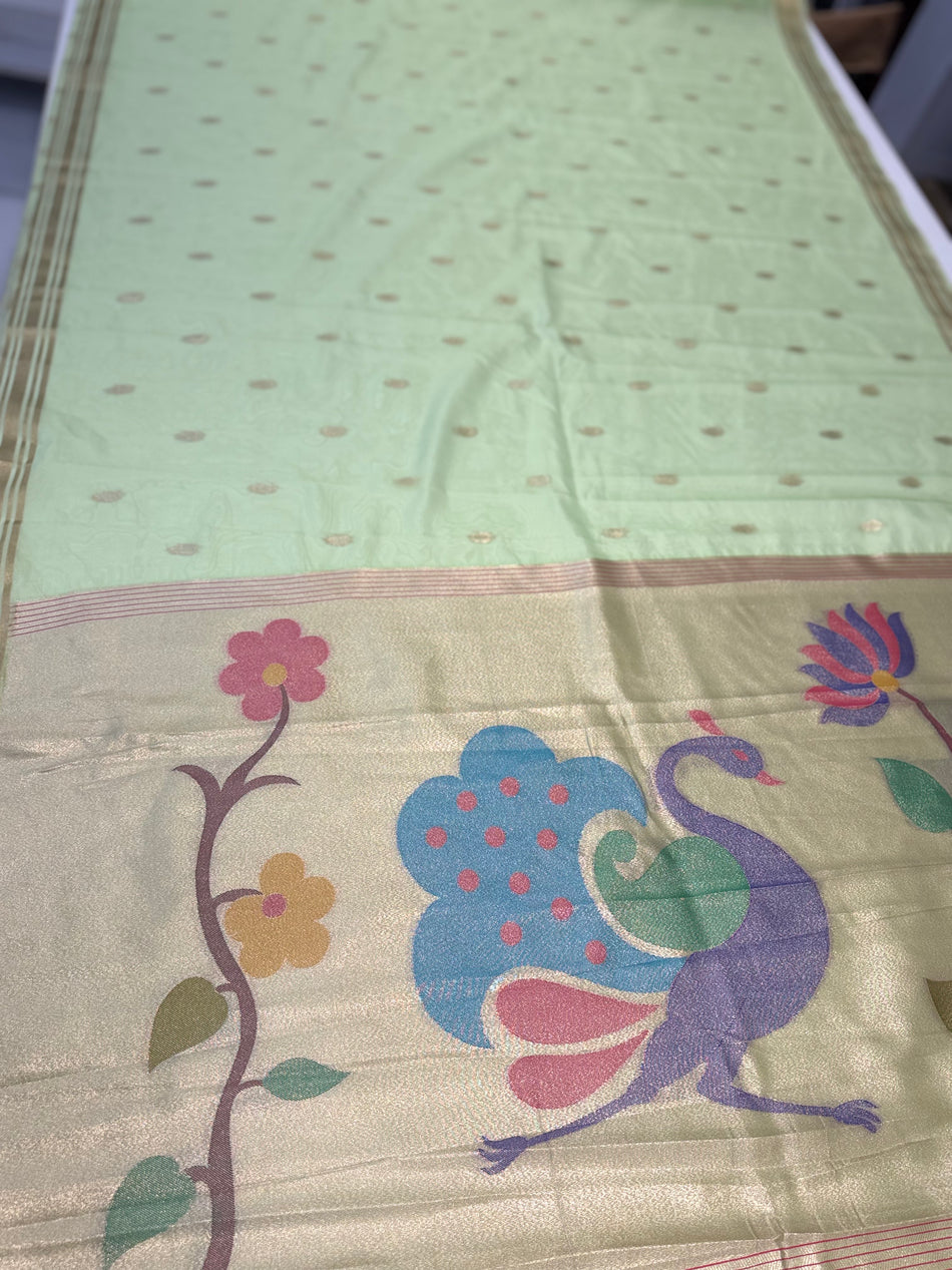New bamboo saree (pista colour )