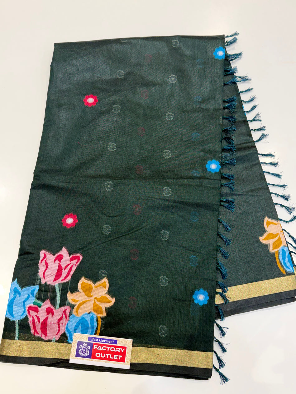 Dark Jamdhani ( bottle green colour )