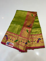 Tissue Paithani (popti/parrot colour )