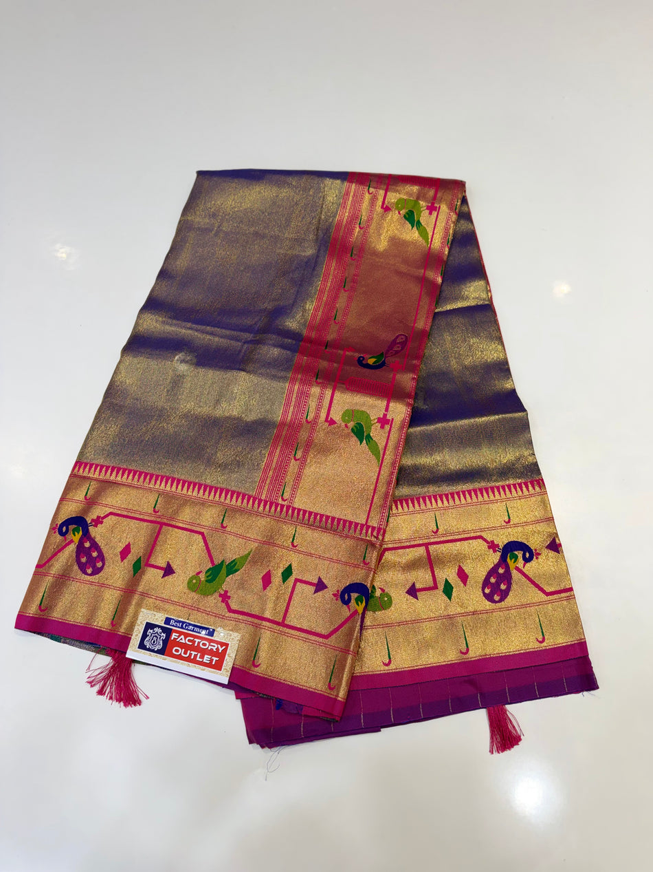 Tissue Paithani (purple colour )
