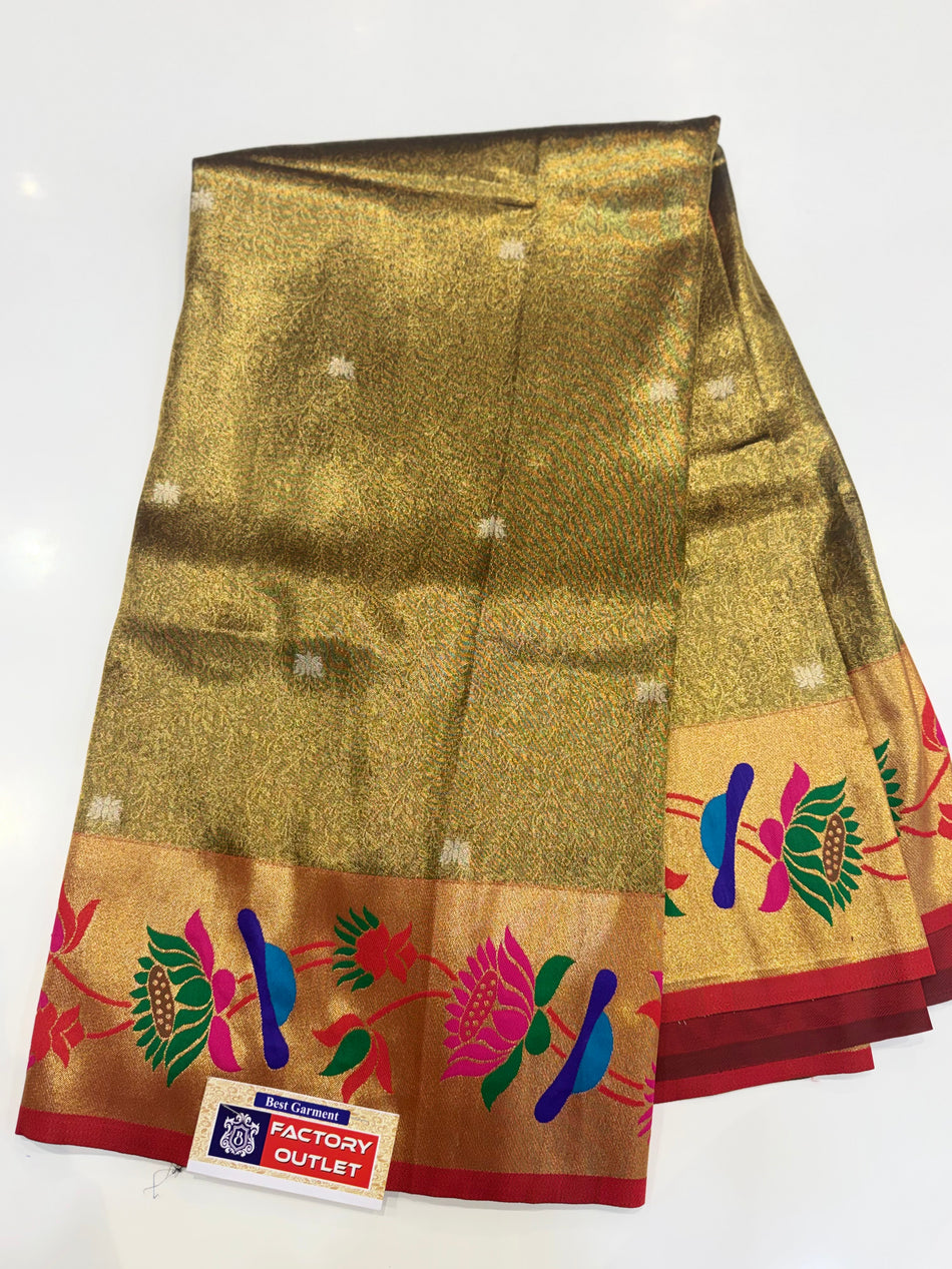 More tissue saree ( Mendi colour )