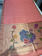 New bamboo saree (gulabi colour (