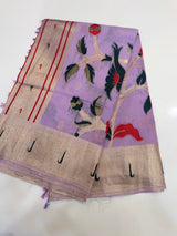 Bamboo saree with meena work ( levender colour )