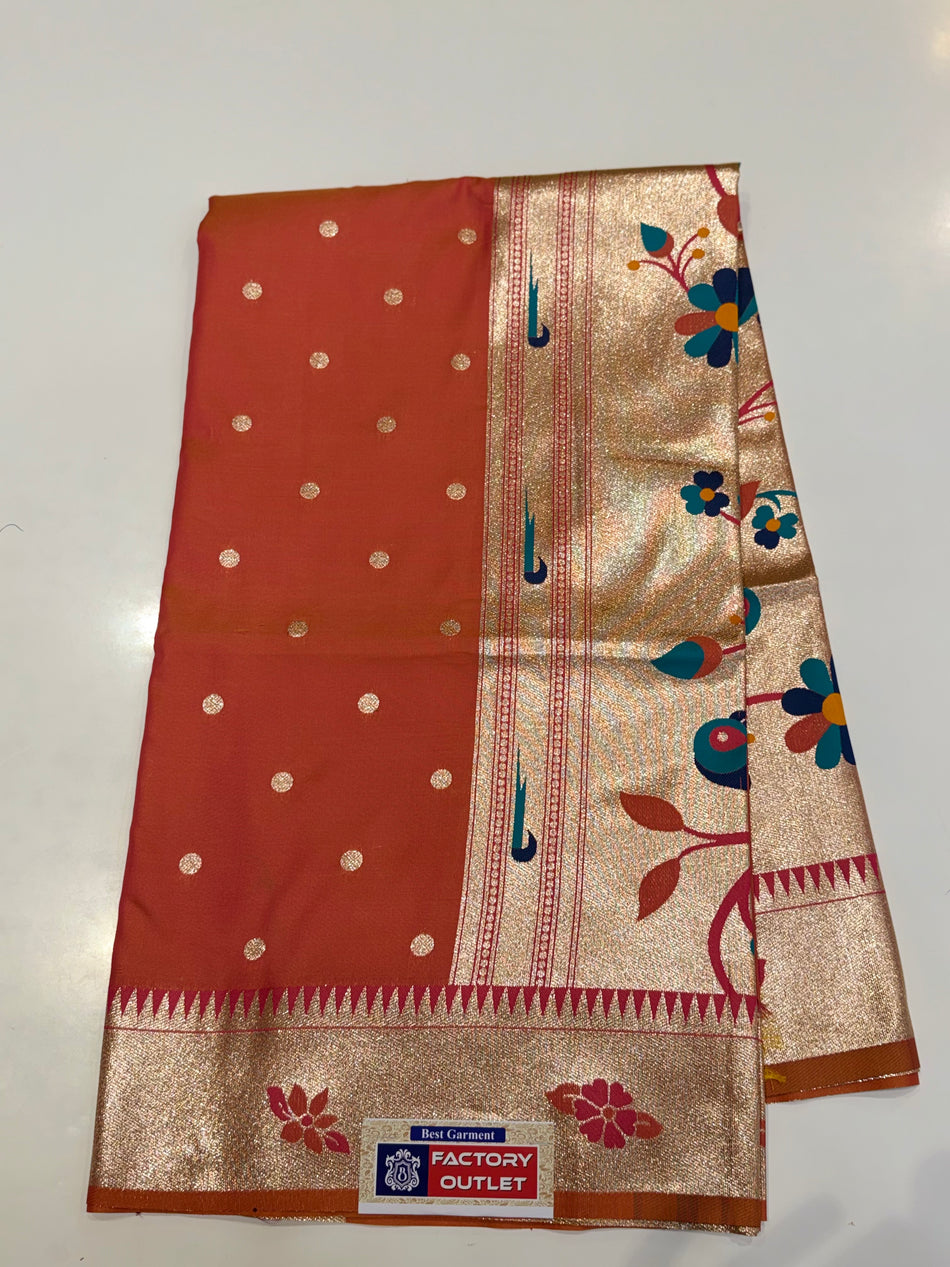 Kop Paithani ( firta orange )