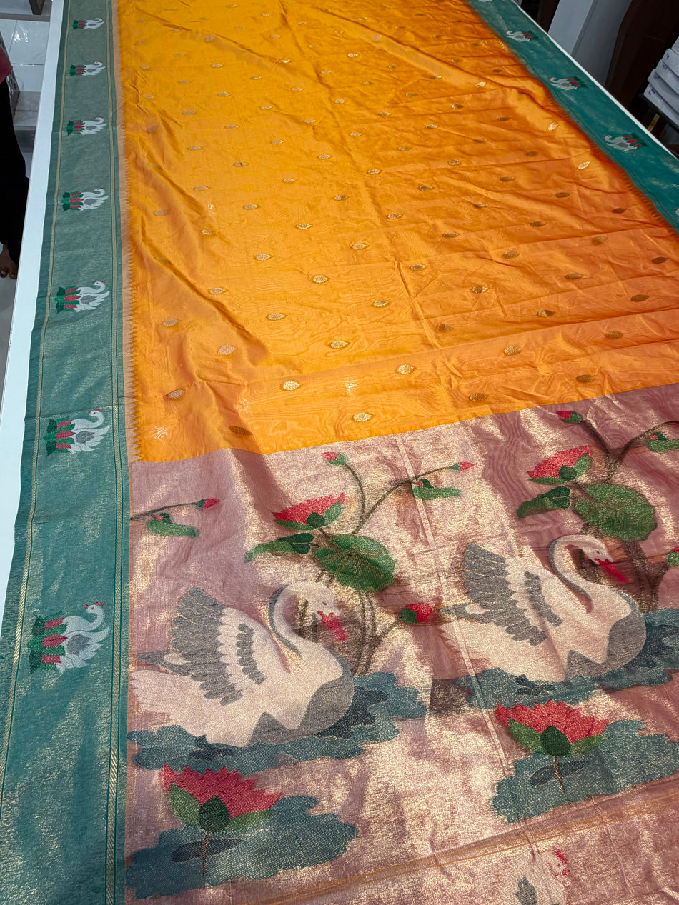 Bamboo tissue saree (yellow colour )