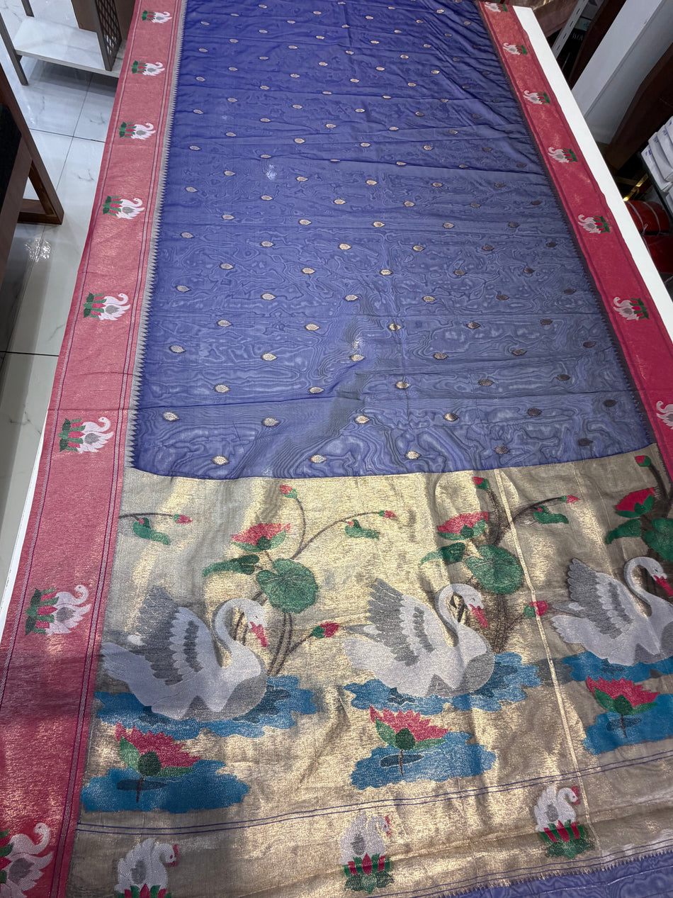 Bamboo  tissue saree (royal blue colour )