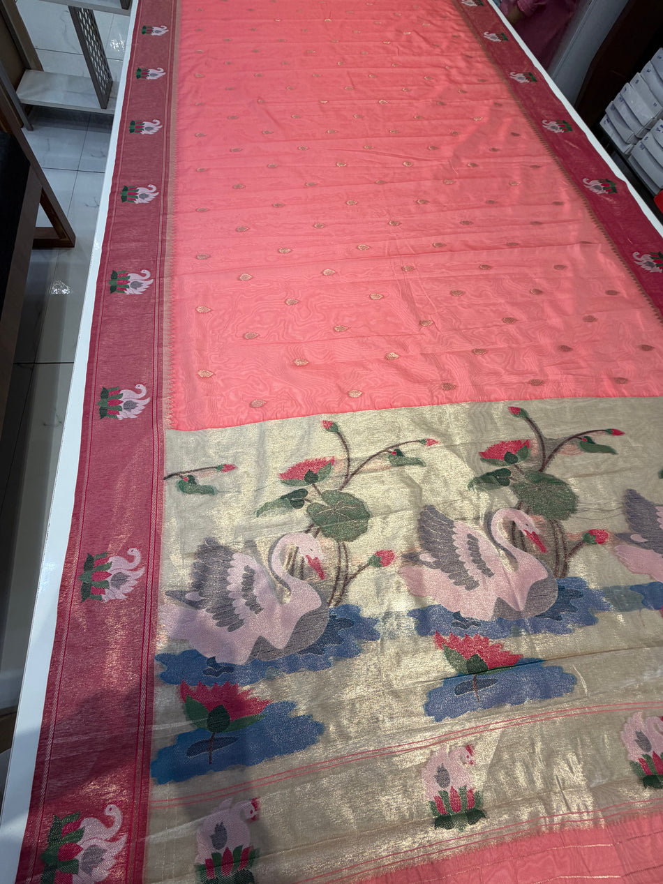 Bambo tissue saree (light aboli colour )