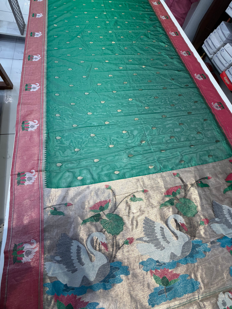 Bambo tissue saree (green colour )
