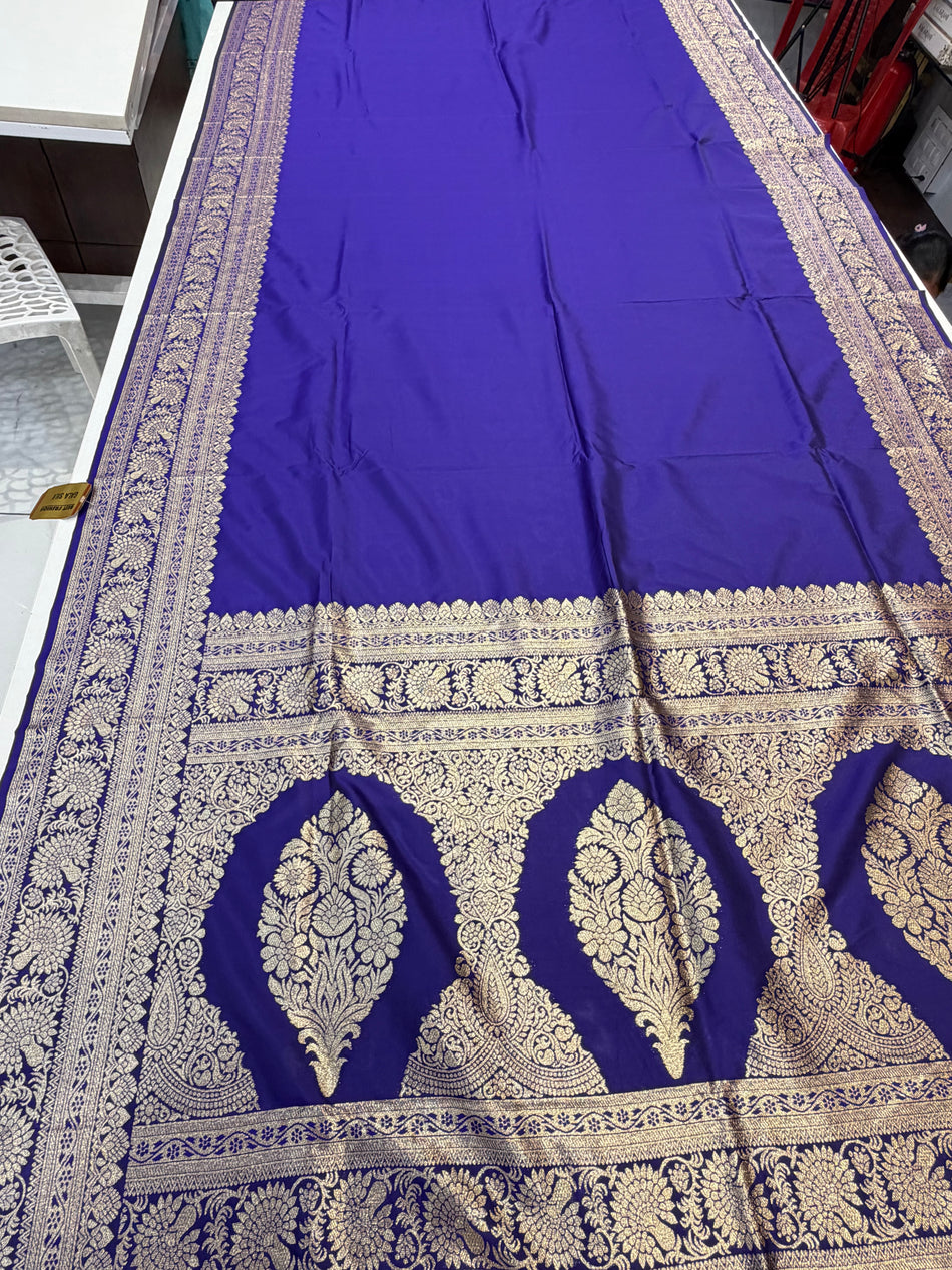 Soft silk plain saree (royal blue colour )