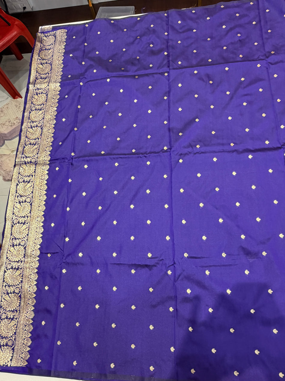 Soft silk plain saree (royal blue colour )