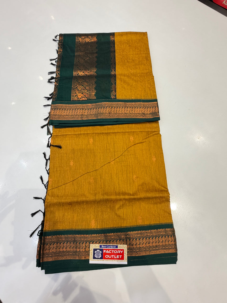 Gadwal handloom saree( mustard yellow colour )