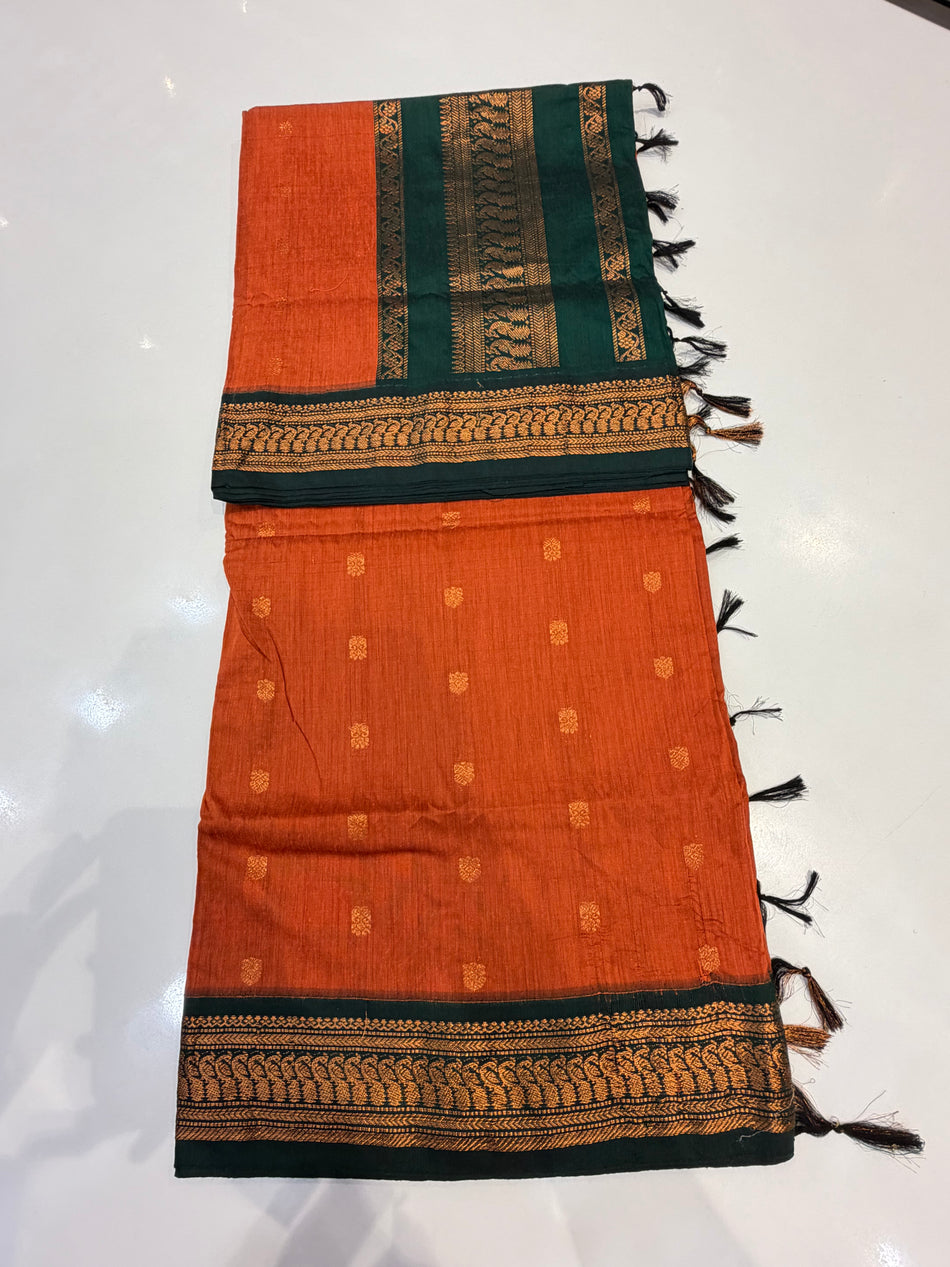 Gadwal handloom saree (orange colour )