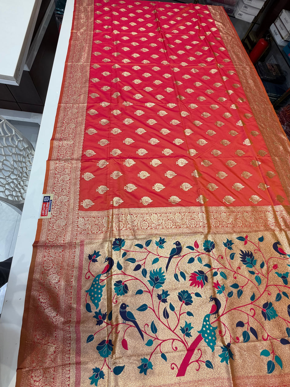 Online Paithani (firta orange colour )
