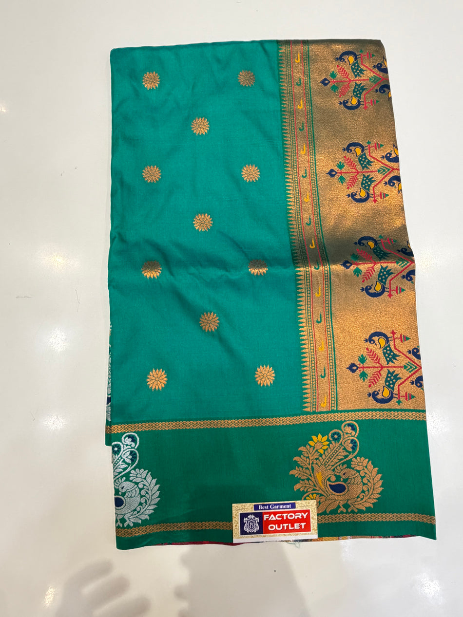 Butti soft silk (green colour )