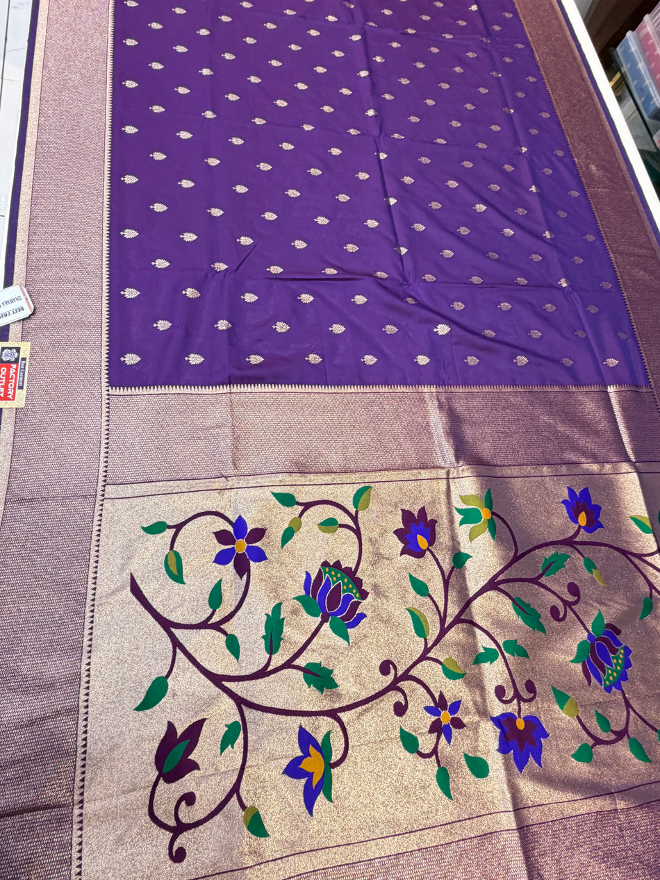 Lotus Kadiyal Paithani ( purple colour )