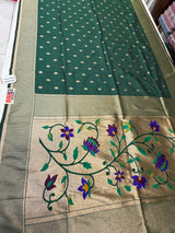 Lotus Kadiyal Paithani (green colour )