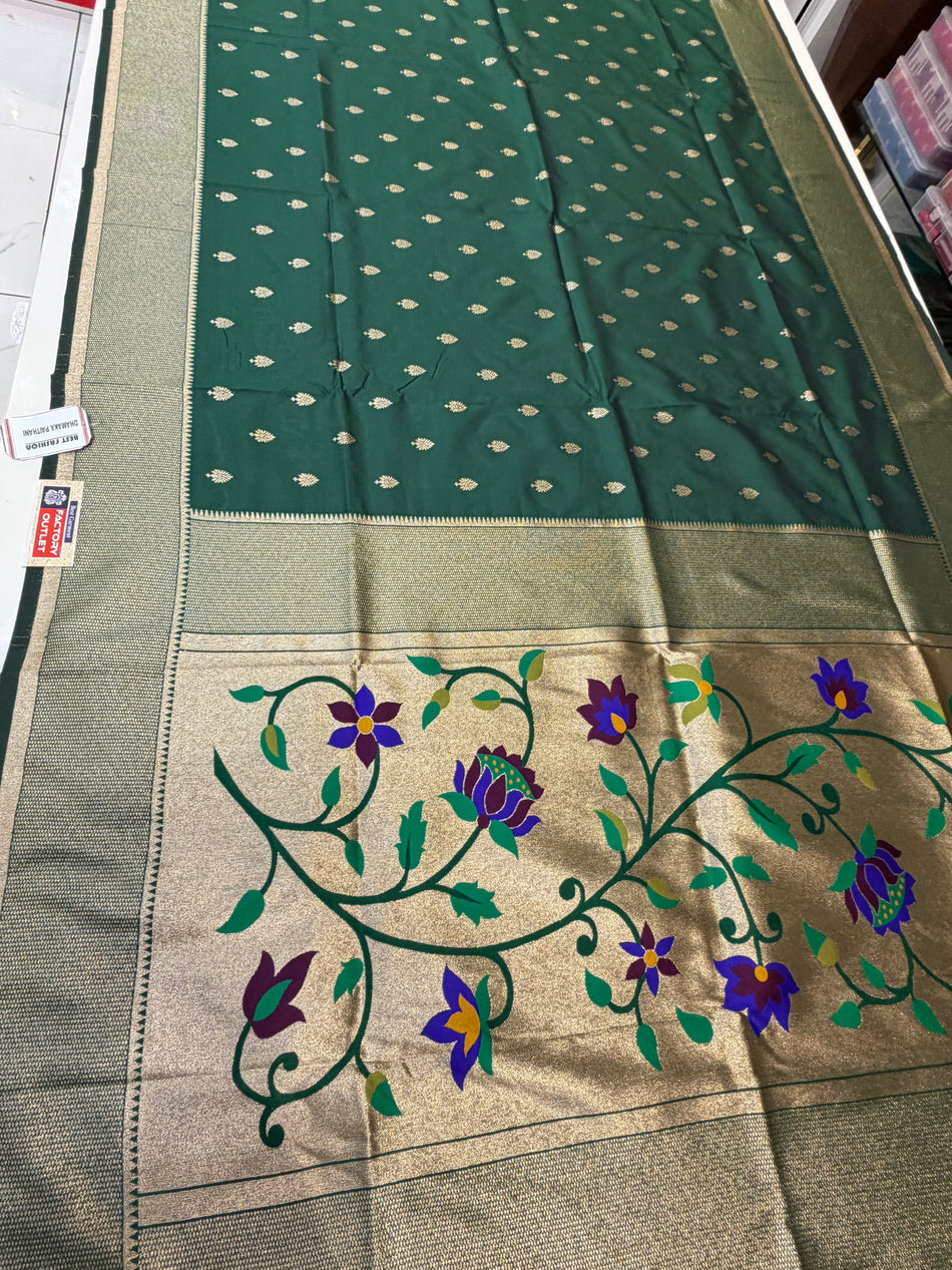 Lotus Kadiyal Paithani (green colour )