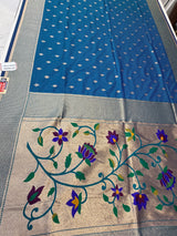 Lotus Kadiyal Paithani( chintamani colour )