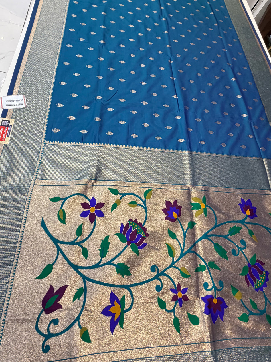 Lotus Kadiyal Paithani( chintamani colour )