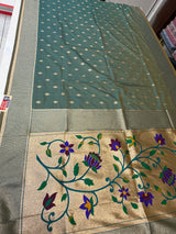 Lotus Kadiyal Paithani ( pista colour )