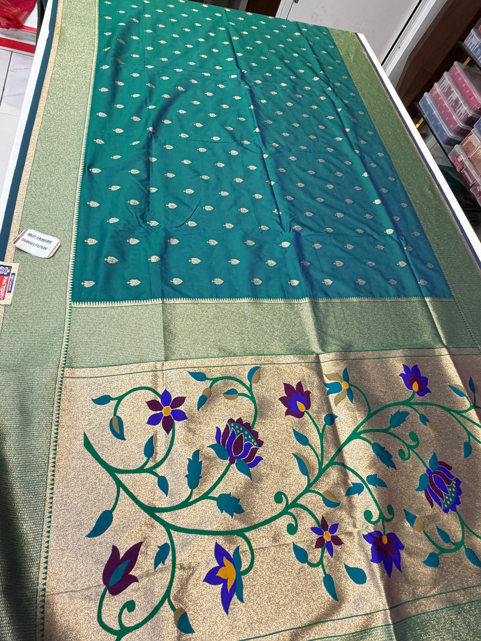 Lotus Kadiyal Paithani ( morepanki colour )