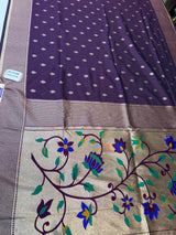 Lotus Kadiyal Paithani (wine colour )