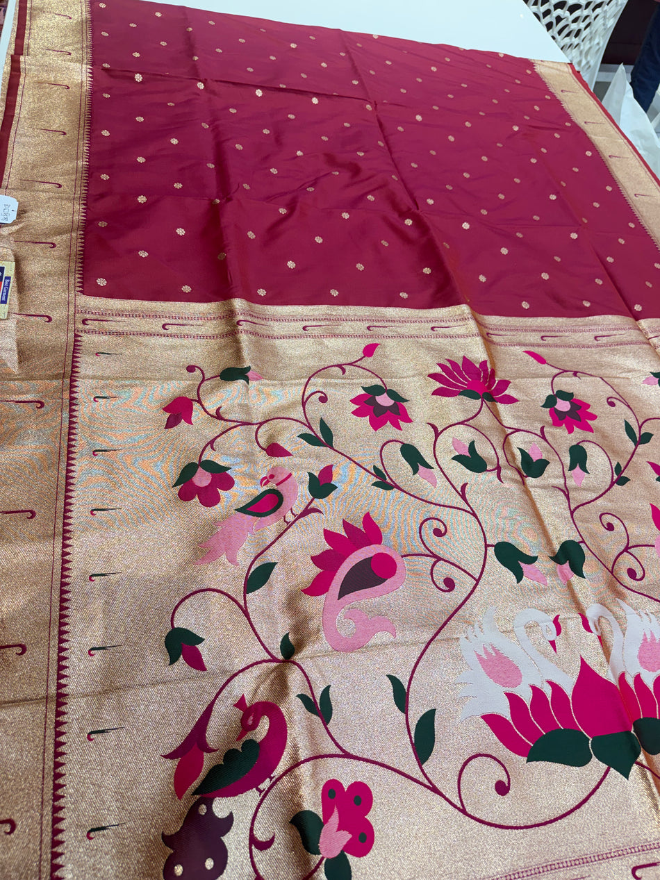 Muniya Paithani( maroon colour )