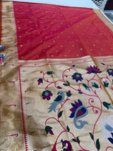 Muniya Paithani (firta orange colour )