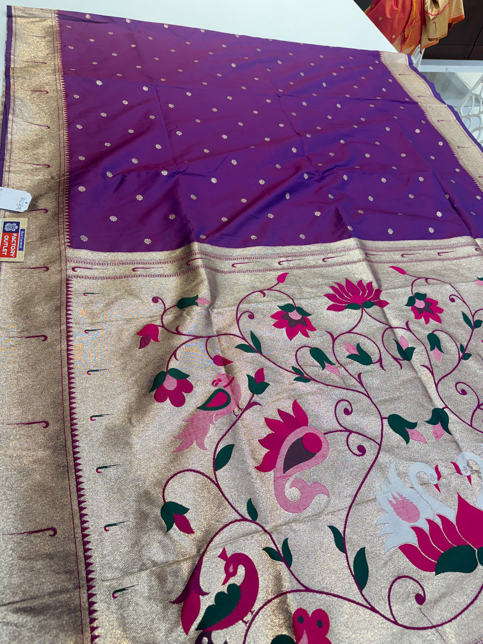 Muniya Paithani (purpal colour )