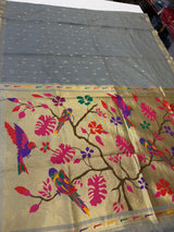 Jamdani cotton saree (grey colour )