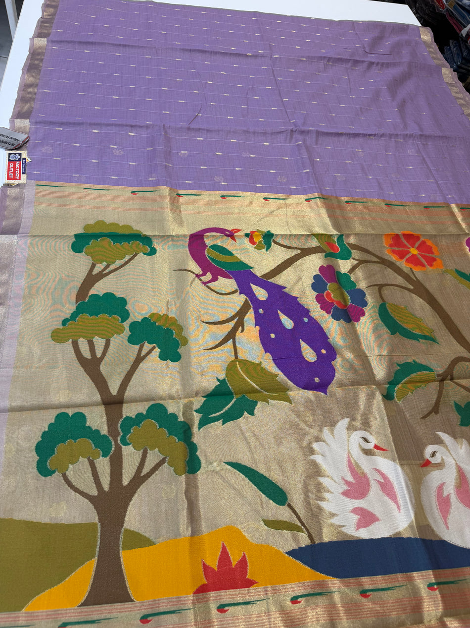 Jamdani cotton saree (light purple)