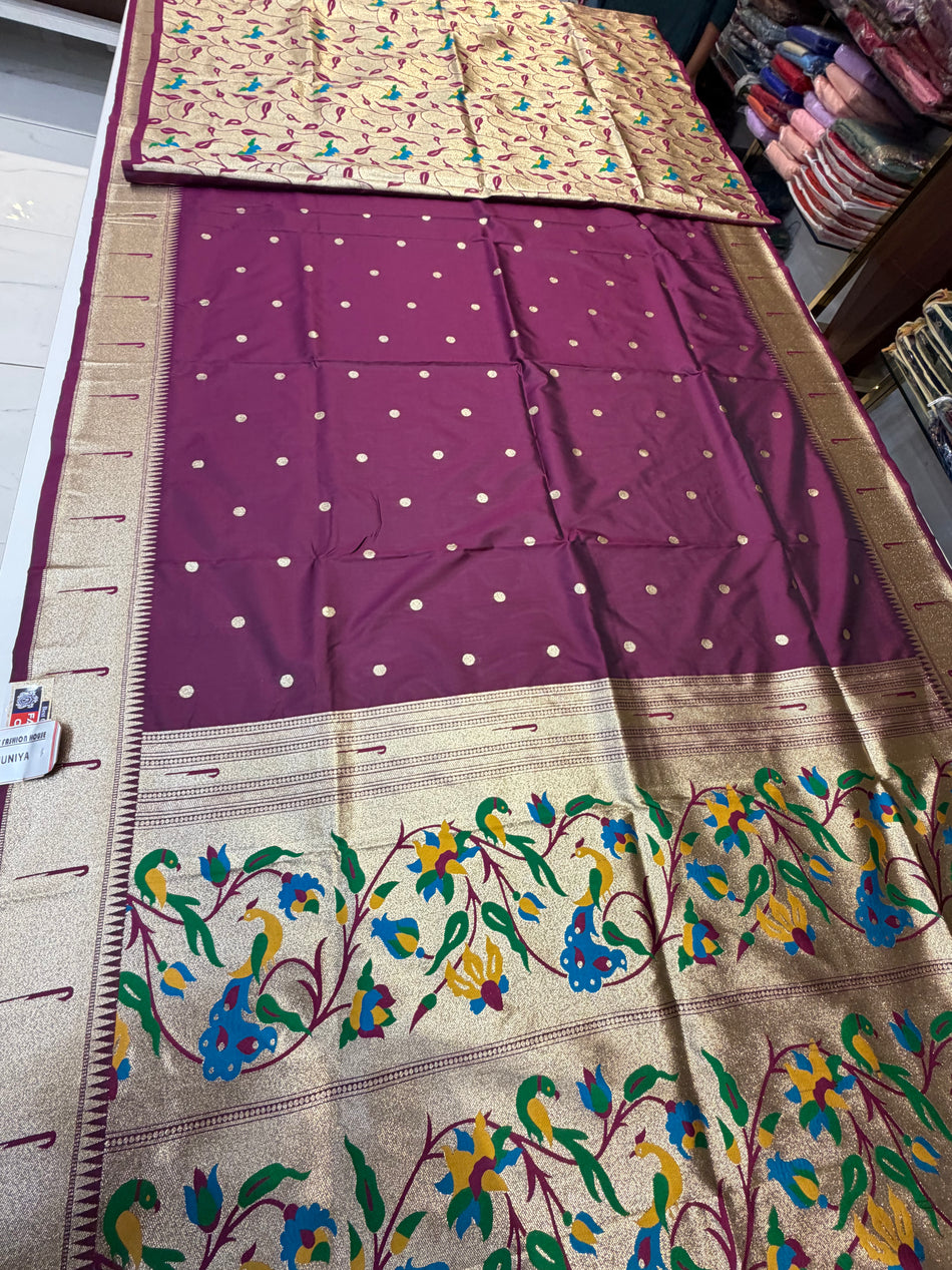 Muniya Paithani brocket blouse (wine colour )