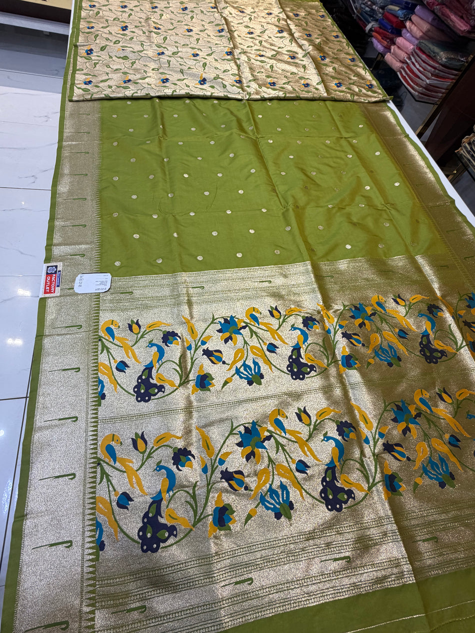 Muniya Paithani brocket blouse (popti /parrot colour )