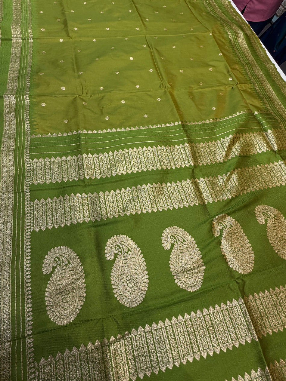 Soft silk Narayan peth (parrot /popti colour )