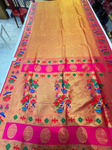 South Indian tissue lotus saree(light orange shade )