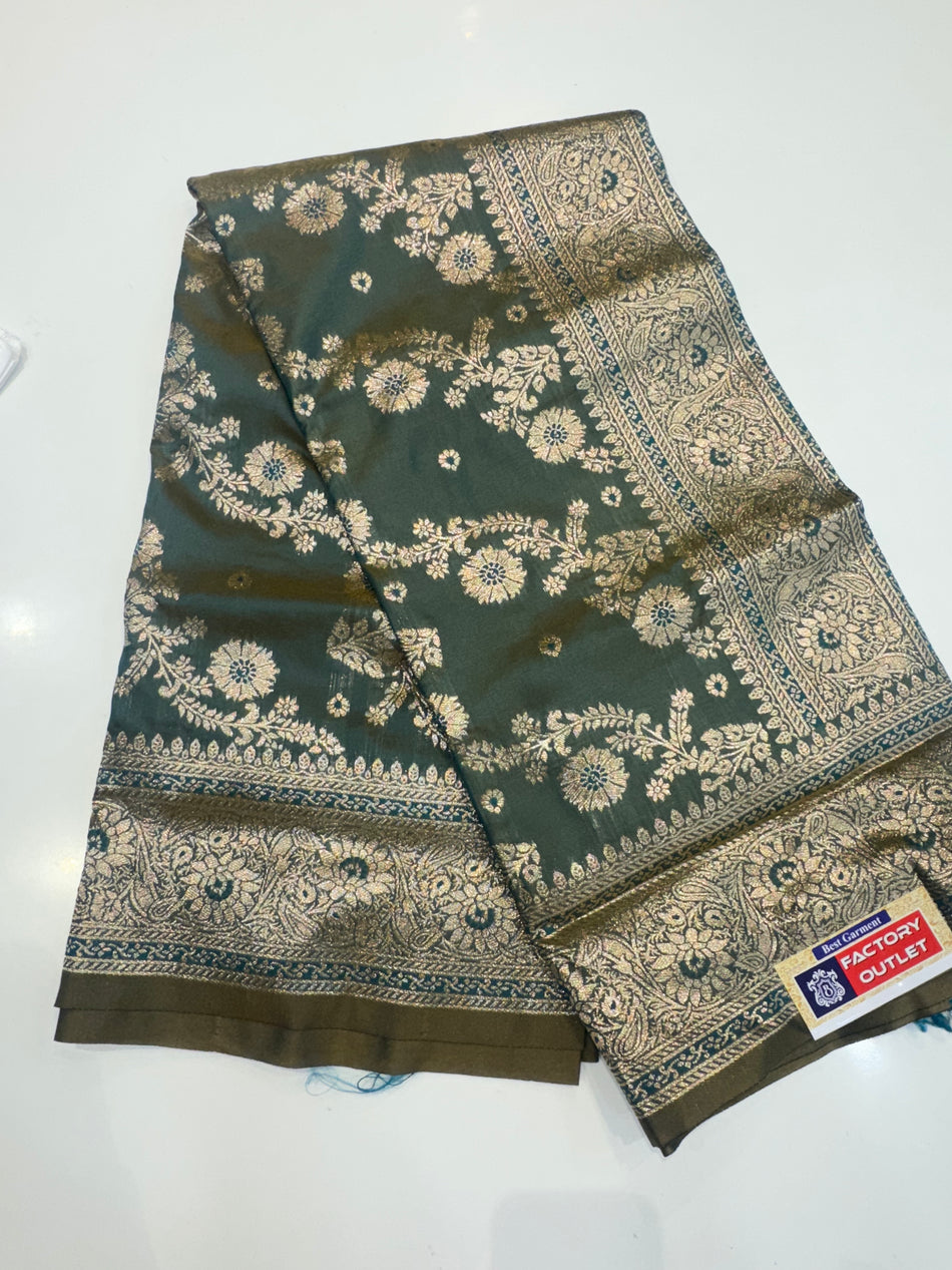 Jahlar saree (fita pista colour )