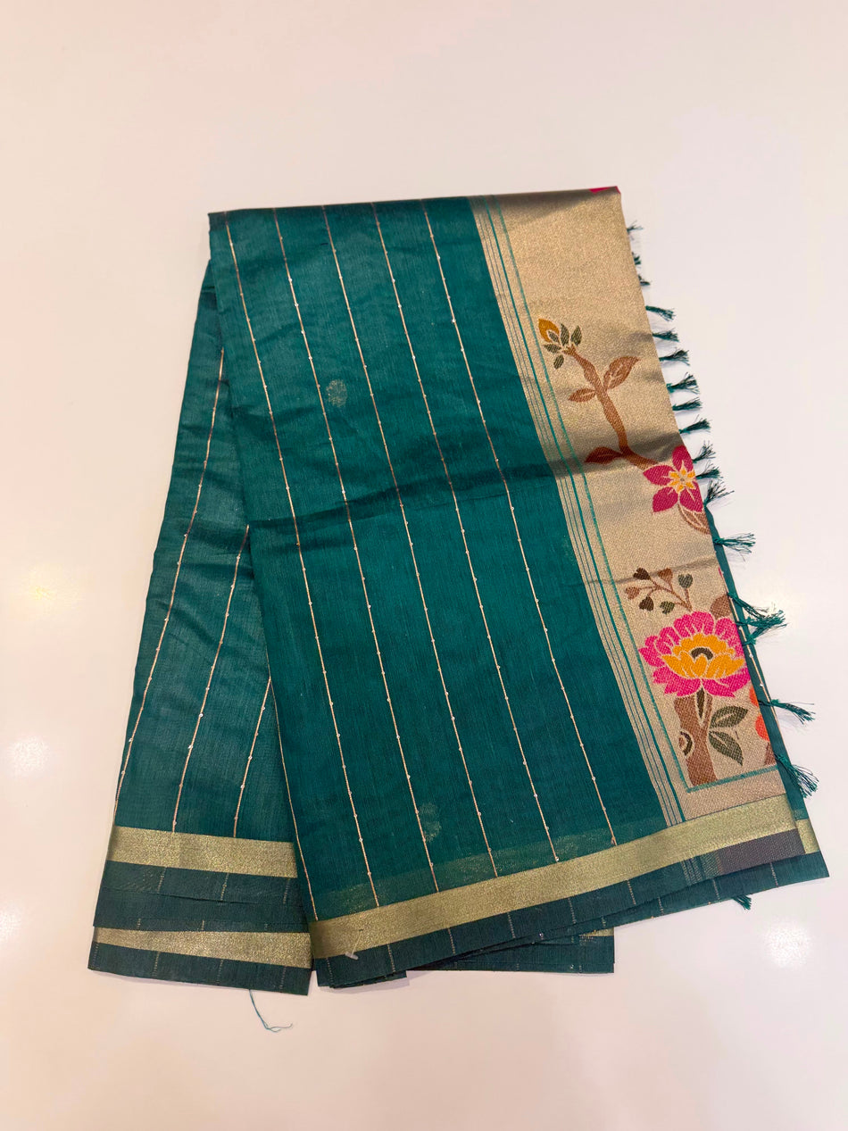 New jamdhani saree ( Morepanki colour )