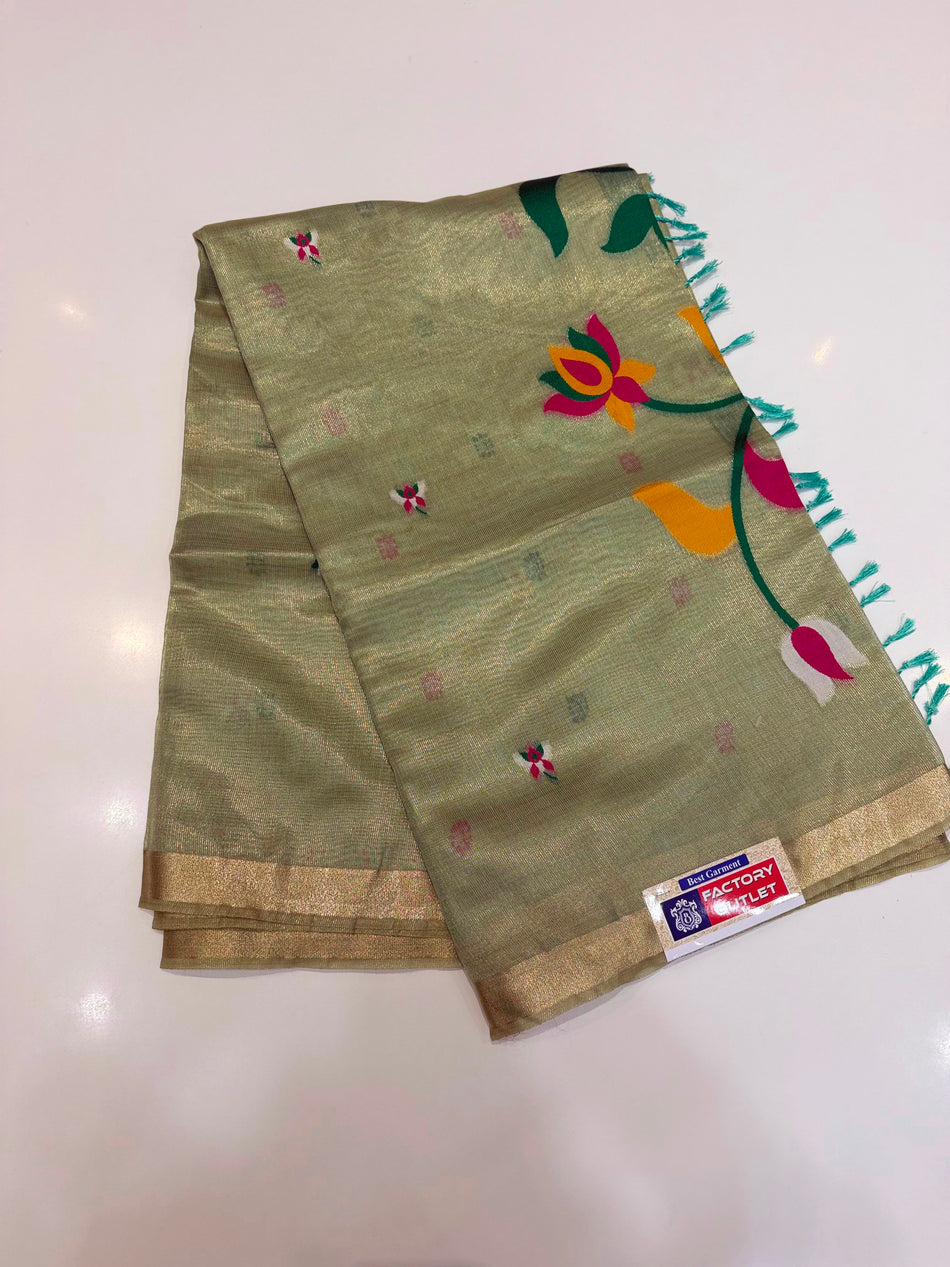 Jamdani tissue ( pista colour )