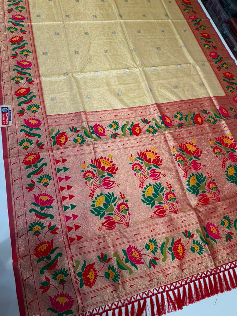 Lotus Tissue Saree (Golden Beige)