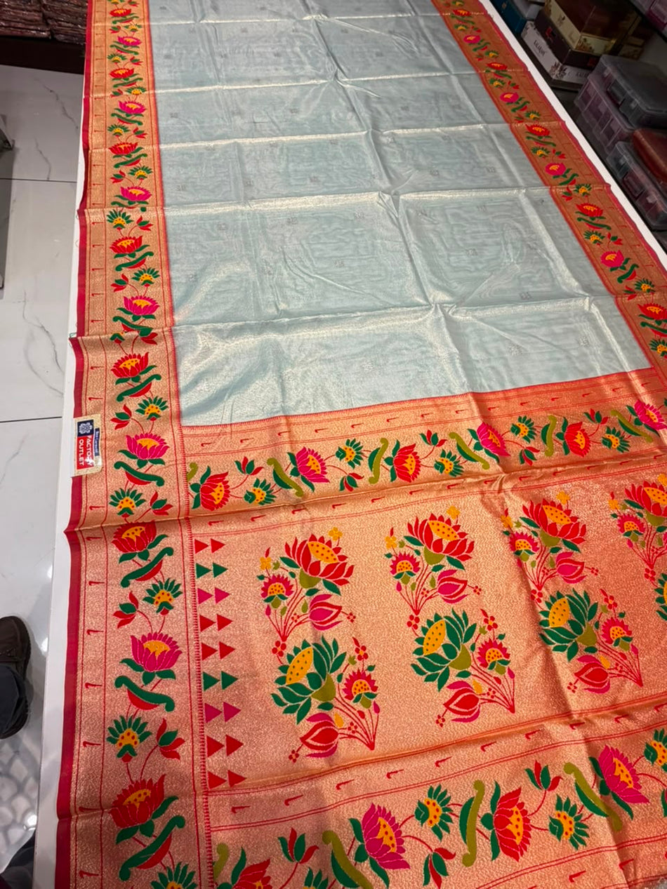 Lotus Tissue Saree (Silver Grey)