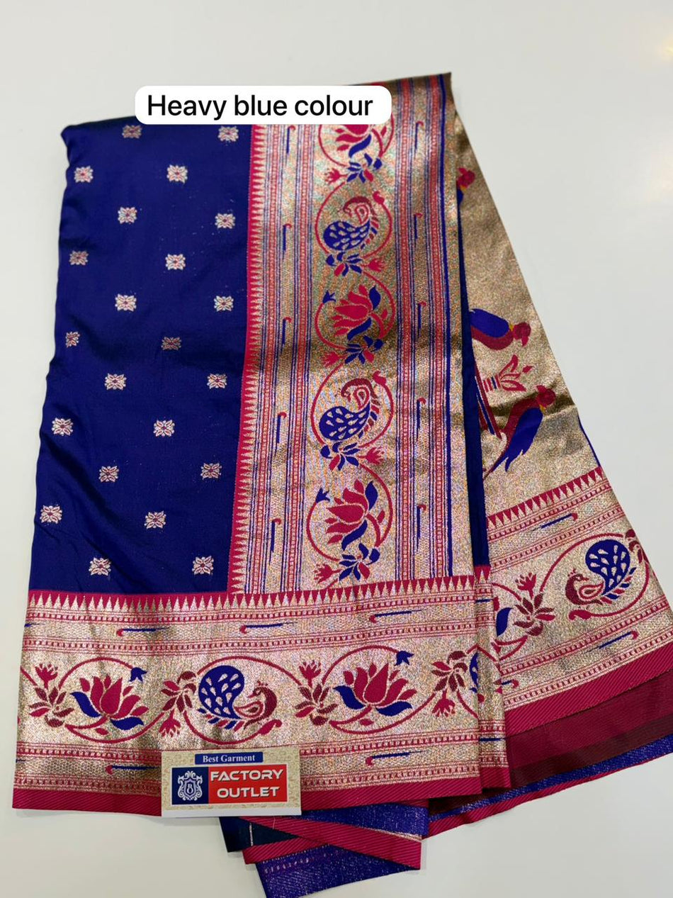 PAITHANI LOTUS BORDER : (COLOUR : HEAVY BLUE)