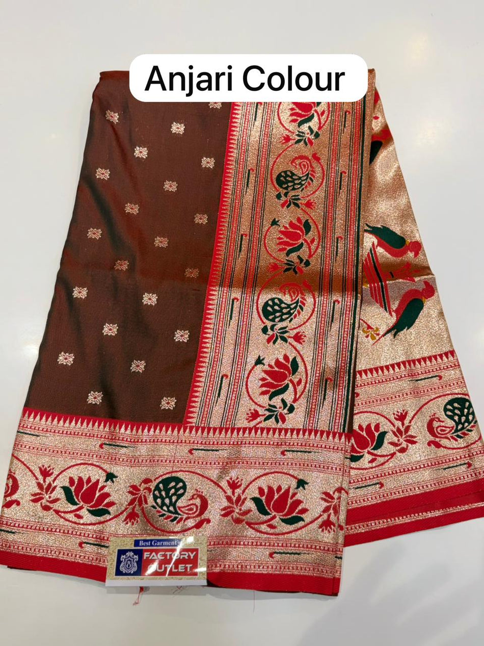 PAITHANI LOTUS BORDER : (COLOUR : ANJARI)