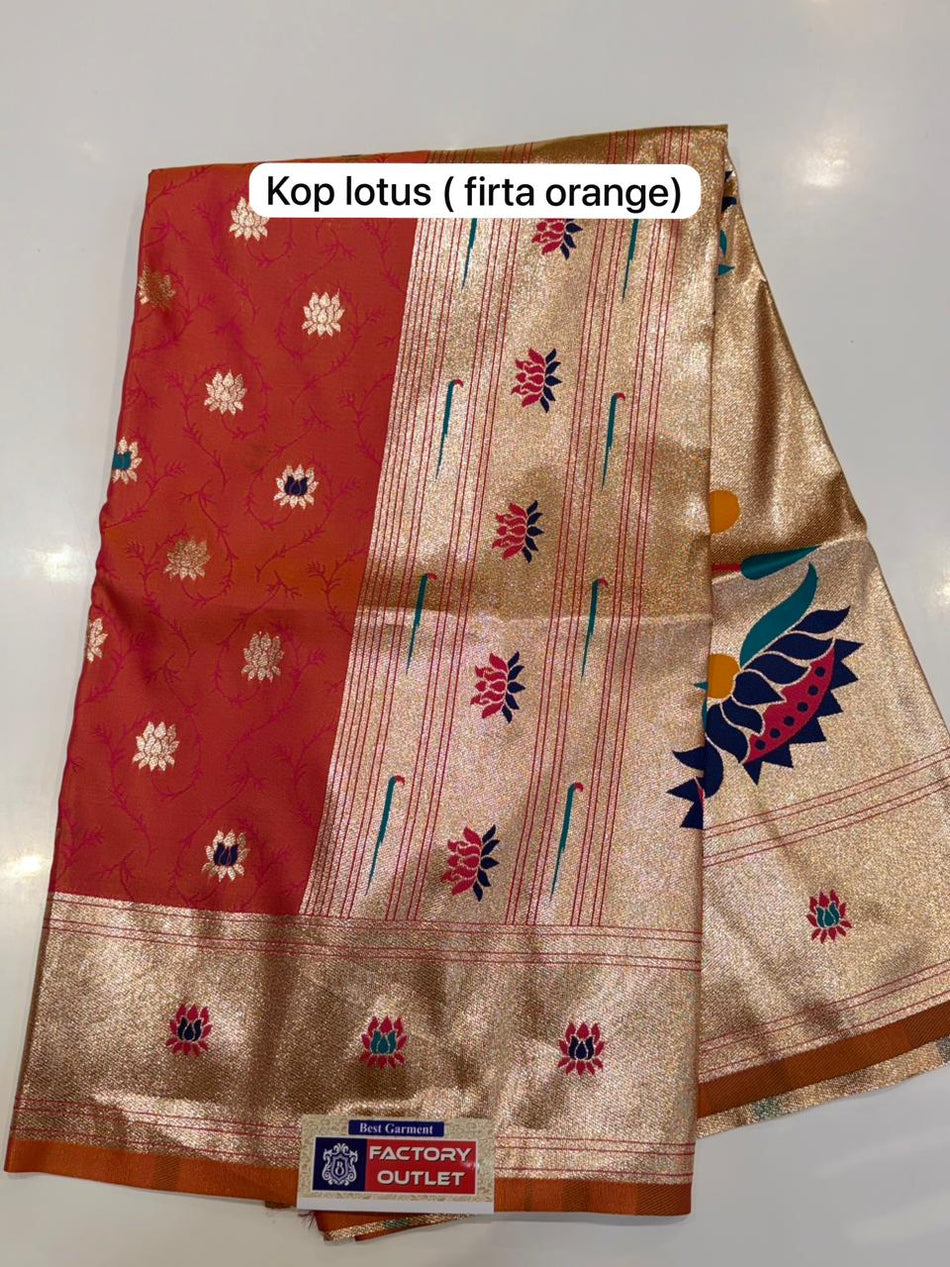 KOP LOTUS PAITHANI SAREE (COLOUR : FIRTA ORANGE)