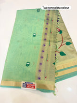 TWO TONE JAMDHANI PAITHANI SAREE (COLOUR : TWO TONE PISTA)