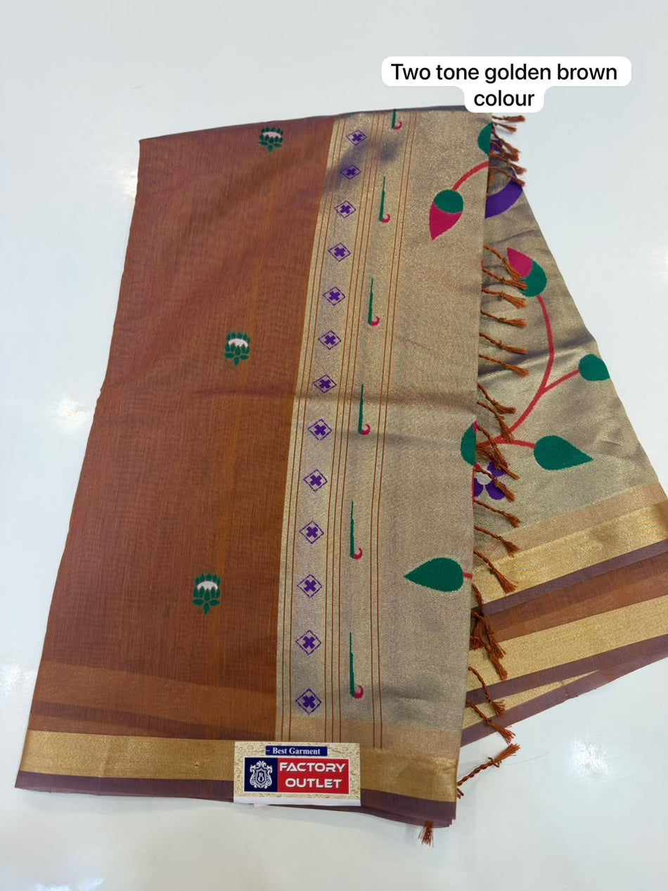 TWO TONE JAMDHANI PAITHANI SAREE (COLOUR : TWO TONE GOLDEN BROWN)