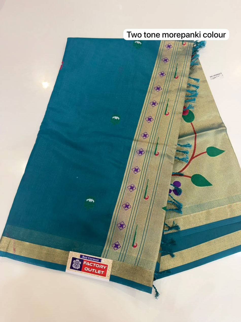 TWO TONE JAMDHANI PAITHANI SAREE (COLOUR : TWO TONE MOREPANKI)